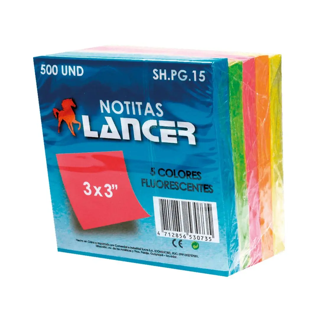 Notas adhesivas Lancer Neón 3×3 – 500 hojas