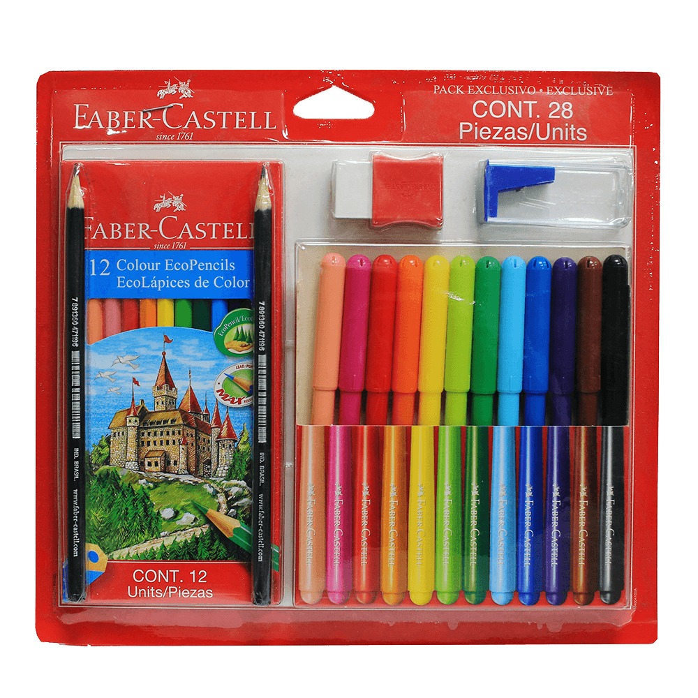 Blíster Kit Faber Castell 12 lápiz colores + 12 marcadores va y