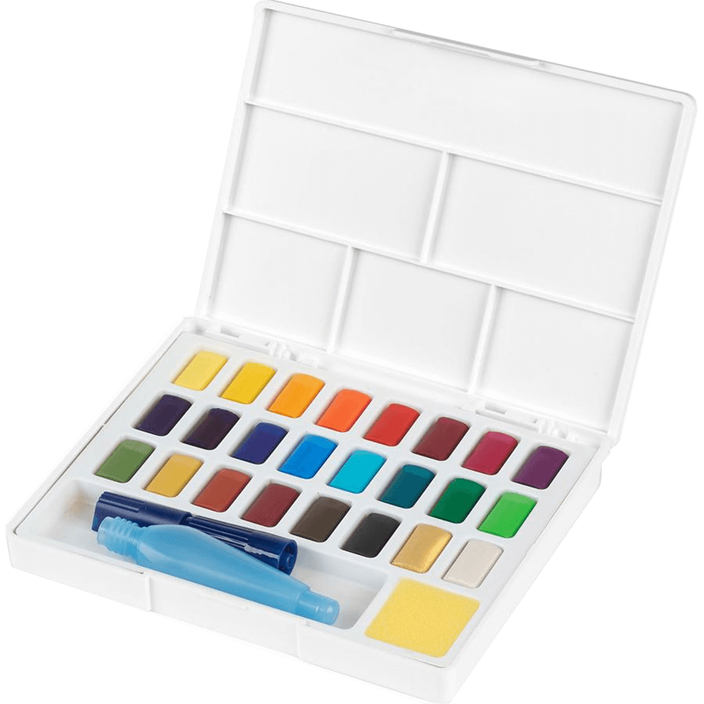 Acuarela Liderpapel 24 Colores con Pincel Estuche de Plastico. Acuarelas  para niños . La Superpapelería