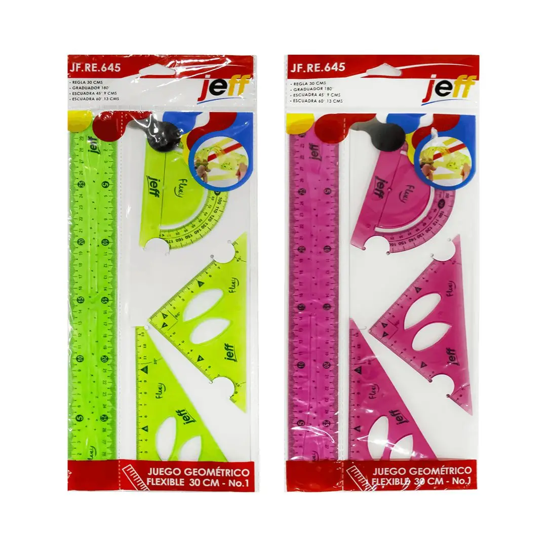 Juego geométrico flexible de plástico 30 cm Jeff